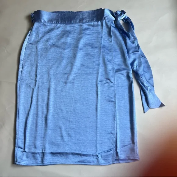 Wildfang The Empower Satin Wrap Skirt Women Light Blue XS NWT - Picture 6 of 9